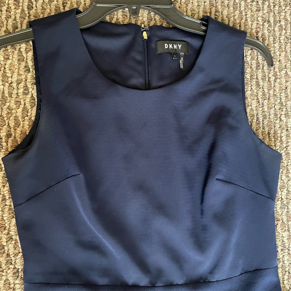 DKNY Navy Blue and Pink Contrast Hem Handkerchief Spring/Summer Dress - Picture 5 of 9